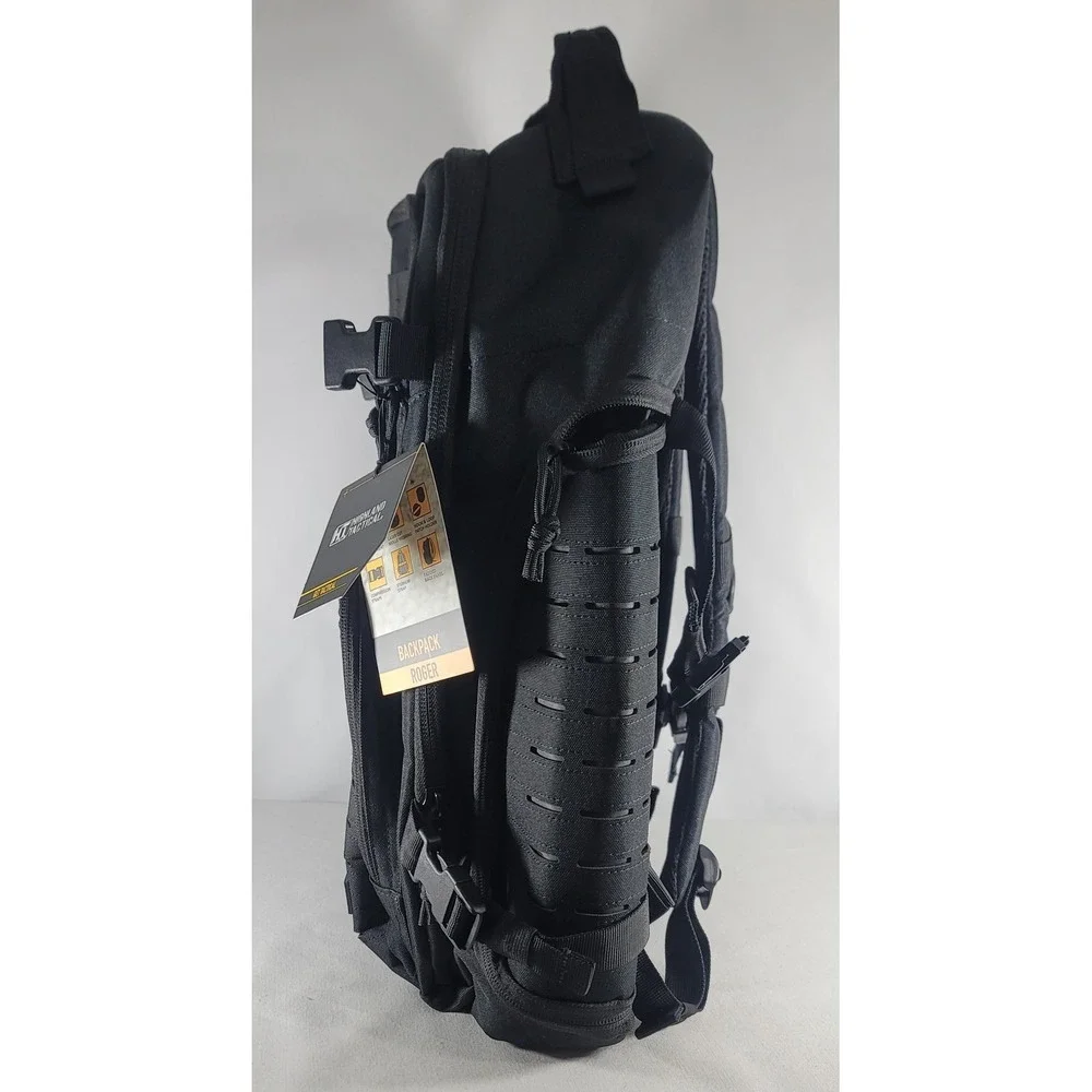 Highland Tactical Black Roger Molle Backpack Sternum Strap Padded Back Panel NWT